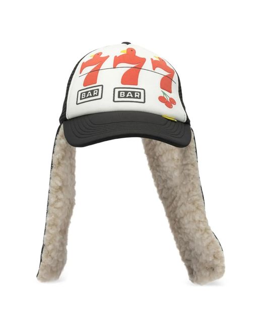 Kapital Red Graphic Earflap Hat for men