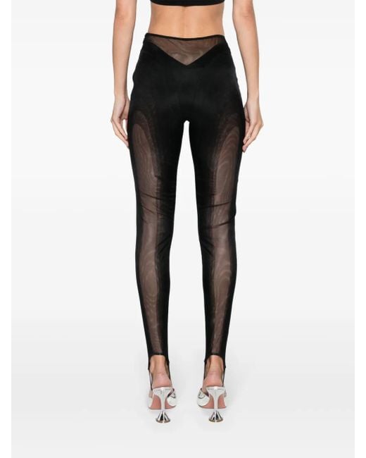 Mugler Black Stirrup Mesh leggings
