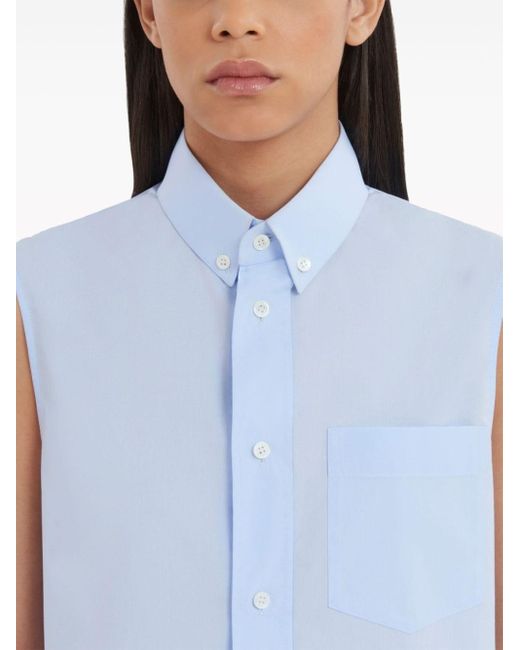 Marni Blue Sleeveless Cotton Shirt