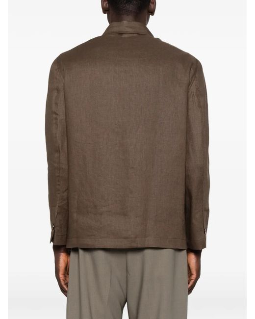 Michael Coal Brown James Pocket Button-Fastening Overshirt for men