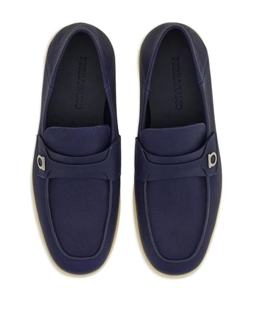 Ferragamo Blue Classic Leather Loafers For for men