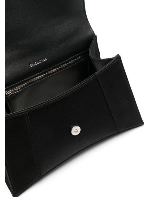 Balenciaga Black Small Hourglass Satin Tote Bag