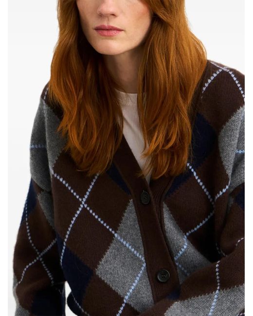 Pringle of Scotland Black Argyle Cashmere Cardigan
