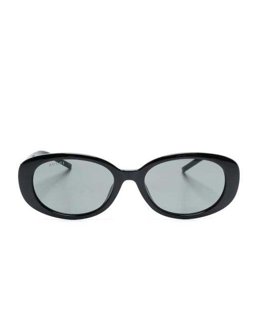Gucci Black G-Motif Oval-Frame Sunglasses