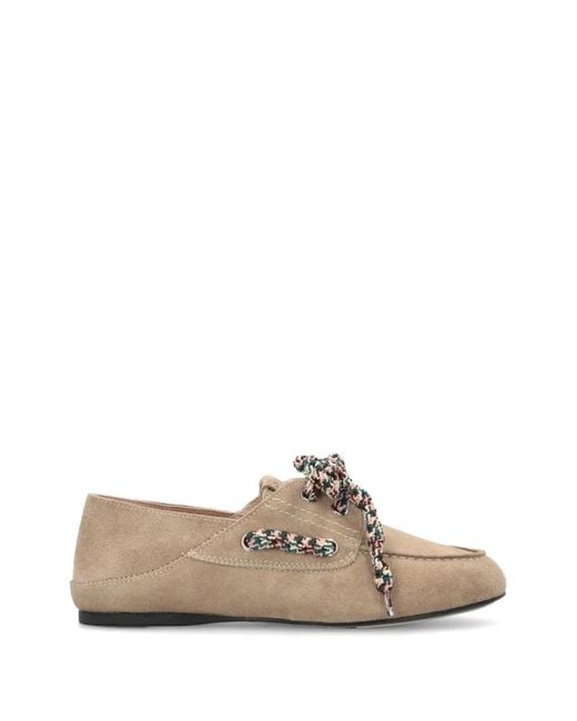 Pinko White Woven Lace-Up Loafers