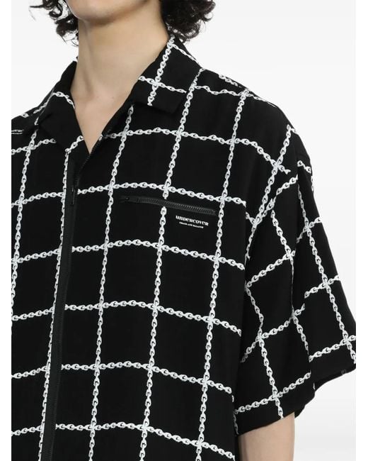 Undercover Black Graphic-Print Zip-Up Shirt for men