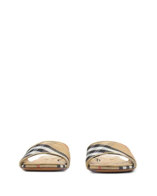 Burberry White Check Sloane Slides