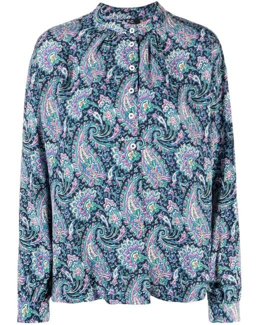 A.P.C. Blue Paisley-Print Blouse
