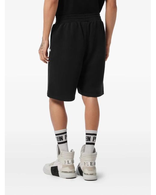 Philipp Plein Black Cotton Track Shorts for men