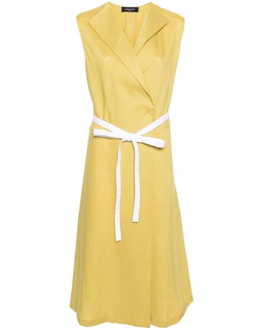 Fabiana Filippi Yellow Poplin Linen Wrap Dress