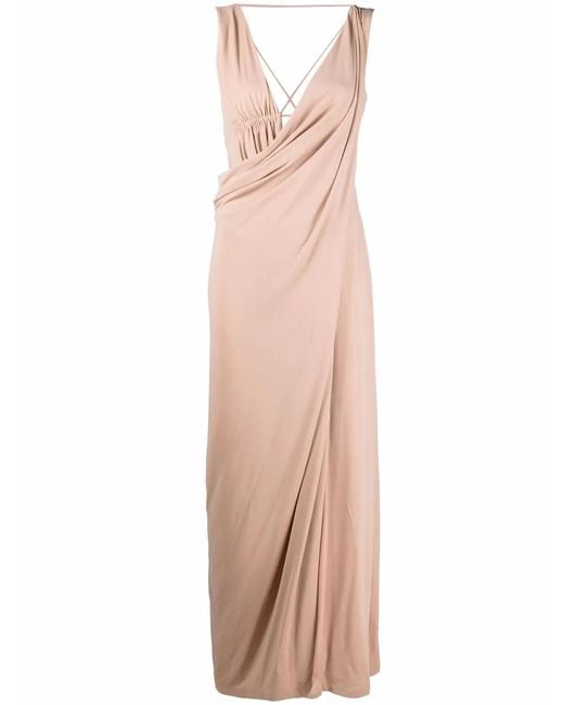 Alberta Ferretti Pink Draped Crossover-detail Dress