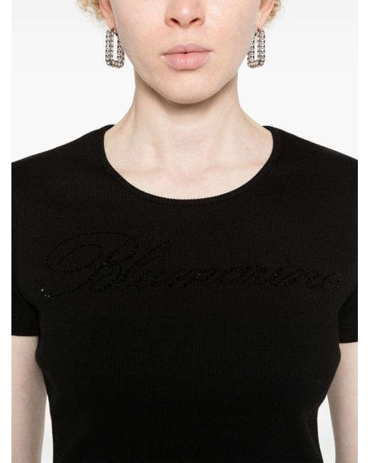 Blumarine Black T-Shirt mit Strass-Logo