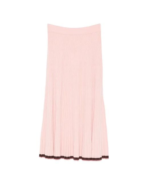 Zimmermann Pink Contrast Rib Midi Skirt
