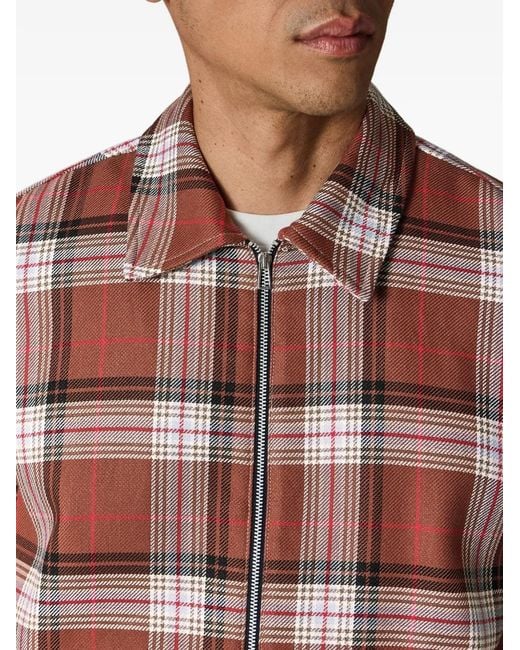Paul Smith Red Zip-Up Checked Shirt for men