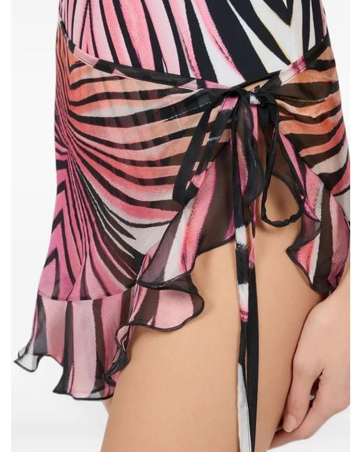Roberto Cavalli Pink Ray Of Paradise Ruffled-Trim Mini Skirt