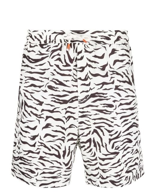 Reina Olga Tiger-print Swim Shorts in White for Men | Lyst