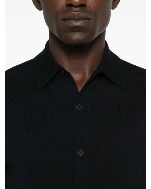Emporio Armani Black Button-Front Wool Cardigan for men