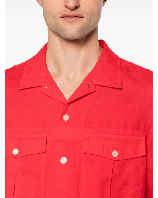 PS by Paul Smith Red Long-sleeve Linen Shirt for men