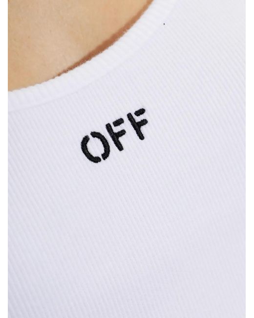 Off-White c/o Virgil Abloh White Logo-Embroidered Ribbed Top