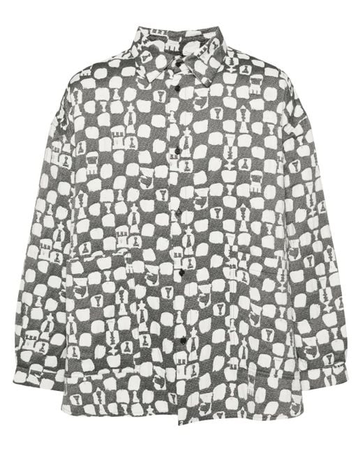 Henrik Vibskov White Big Patterned-Jacquard Shirt for men