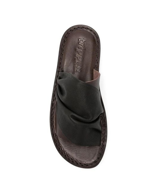 Trippen Black Drift Ruched Sandals
