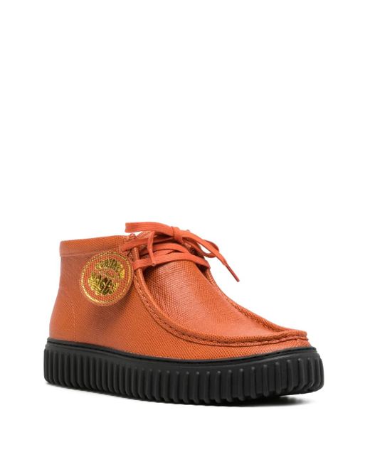 Martine Rose Orange Round-Toe Lace-Up Boots for men