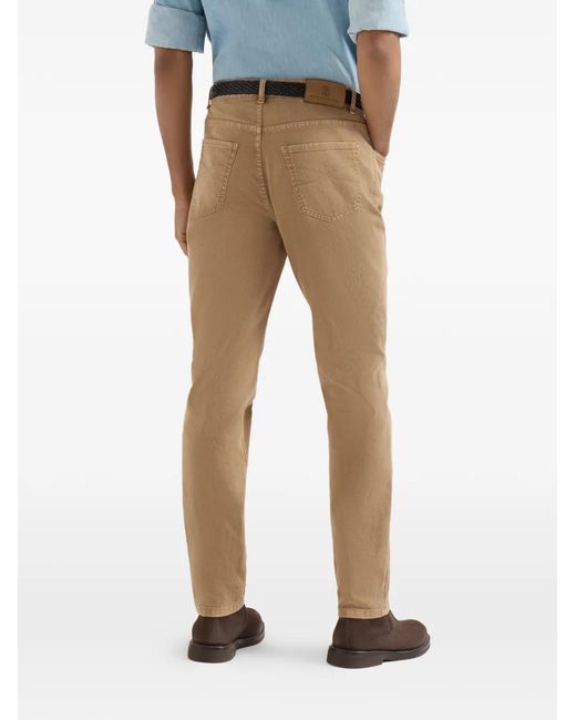Brunello Cucinelli Natural Garment-Dyed Comfort Lightweight Denim Traditional Fit Five-Pocket Trousers for men