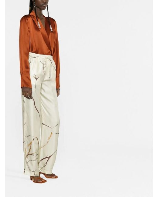 Nanushka Natural Jarine Silk Trousers