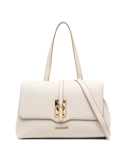 Love Moschino Natural Love Heart Lock Faux-Leather Shoulder Bag
