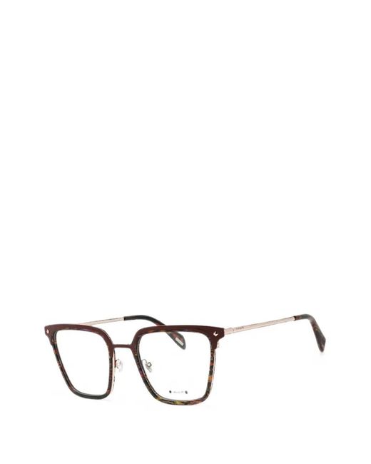 Police Brown Rectangle-Frame Glasses