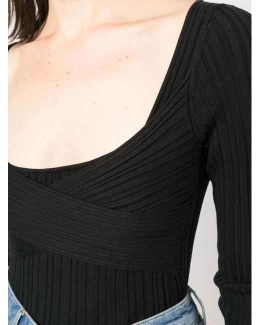 IRO Black Wrap-Design Ribbed Top