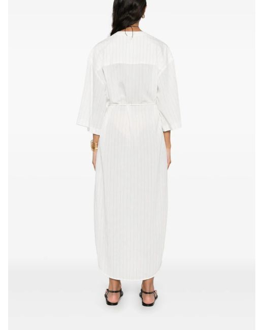 Nanushka White Gestreiftes Hemdkleid