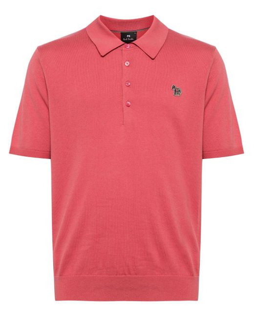 PS by Paul Smith Pink Zebra-appliquéd Cotton Polo Shirt for men