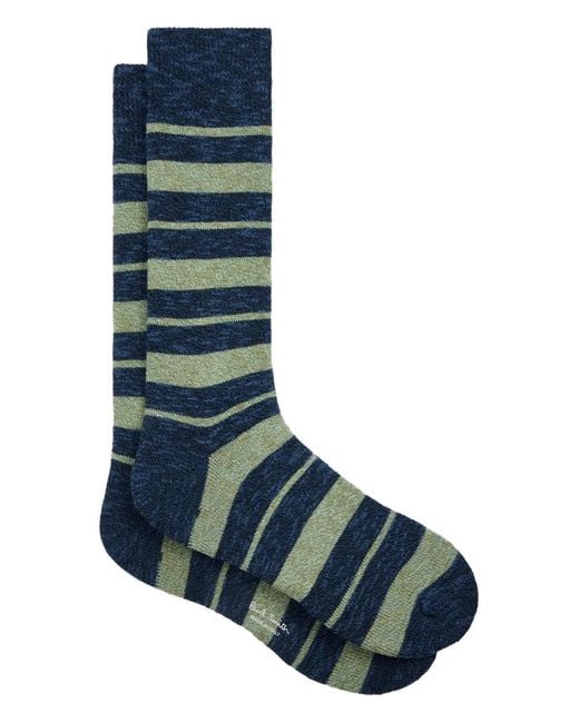 Paul Smith Blue Chaussettes En Coton À Rayures for men