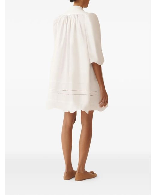 Fabiana Filippi White Tie Neck Openwork Dress