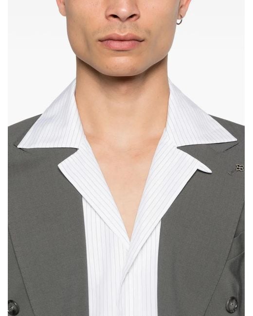 Lardini White Paul Striped-Pattern Chest-Pocket Shirt for men