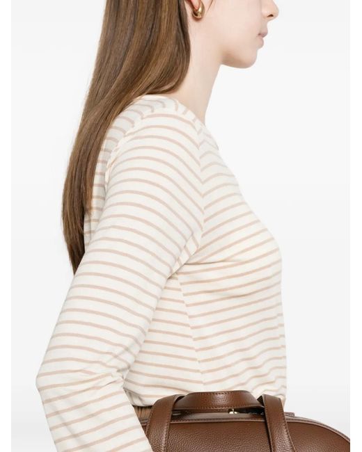 Marella Natural Striped Long-Sleeve T-Shirt
