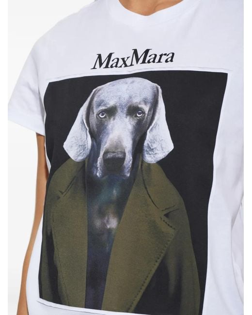 Max Mara White Calca Graphic-Print T-Shirt