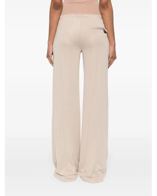 Courreges Natural Logo-Patch Ribbed Trousers