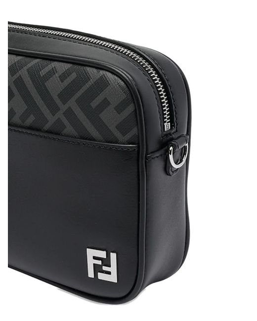 Fendi Black Ff-Logo Zip Bag for men