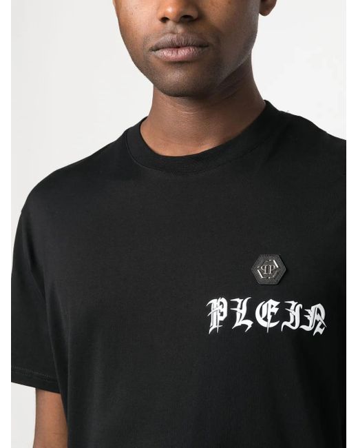 Philipp Plein Black Chest Logo-Print Detail T-Shirt for men