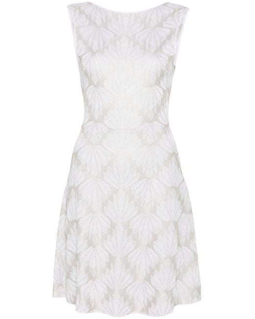 Vestido corto con motivo floral en jacquard Emporio Armani de color White