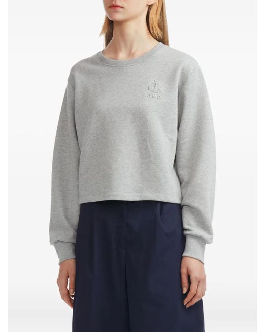 A.P.C. Gray Anchor-Embroidered Sweatshirt