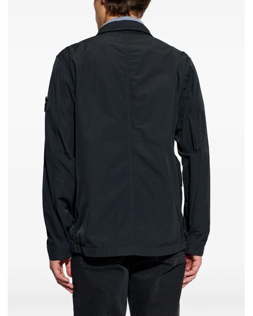 Stone Island Blue Logo-Patch Pocket Overshirt for men