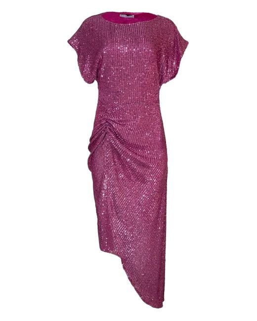 In the mood for love Purple Sequin Draped Midi Dress