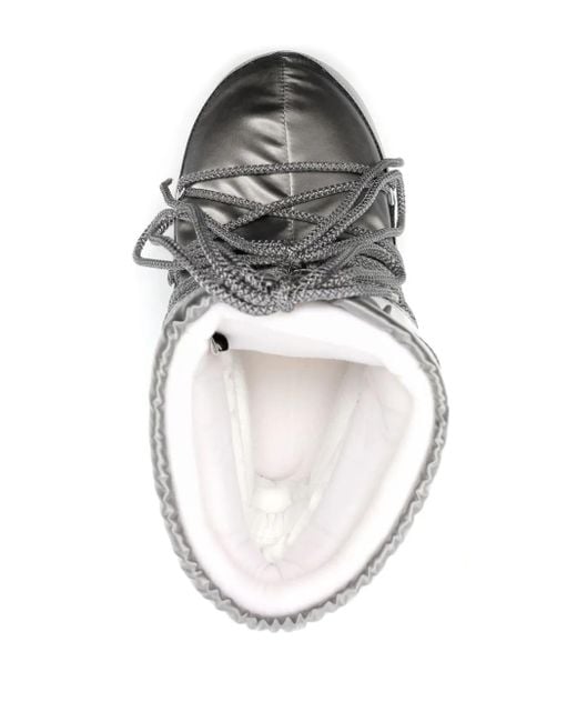 Moon Boot Gray Icon Padded Metallic Satin Snow Boots