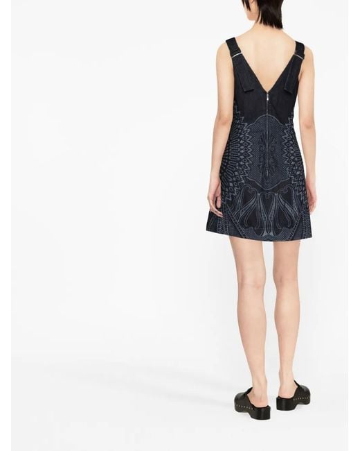 Alberta Ferretti Black Printed Denim Dress