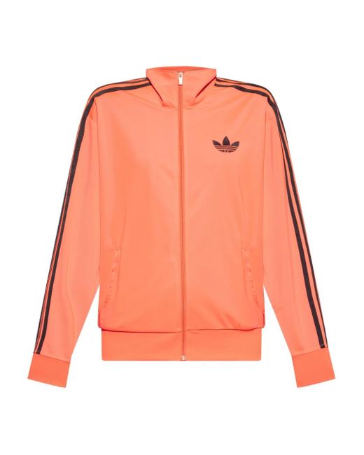 Adidas Orange Firebird Three-Stripe Zip-Up Sweatshirt