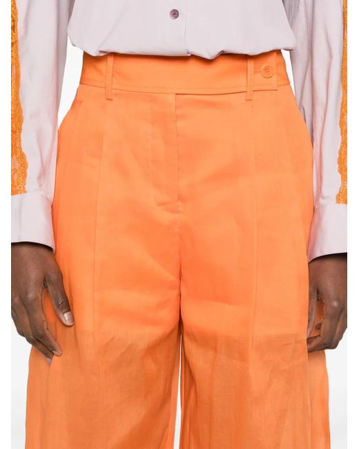 Alberta Ferretti Orange Cotton Maxi Skirt