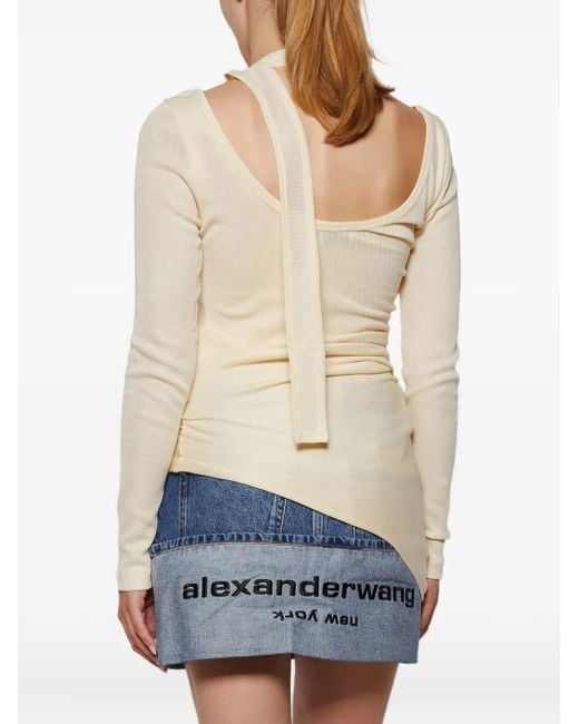 Top de canalé con diseño retorcido Jean Paul Gaultier de color White